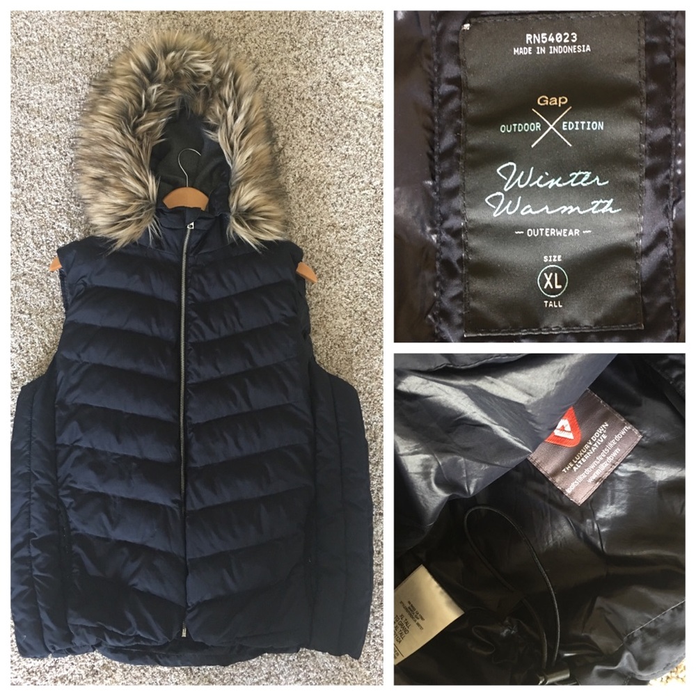 Gap PrimaLoft puffer vest, XL Tall, Navy
